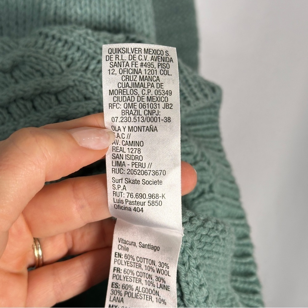 Roxy Cable Knit Sweater Cotton Wool Blend Sage Green Cozy Coastal Grandmacore M - Picture 7 of 13